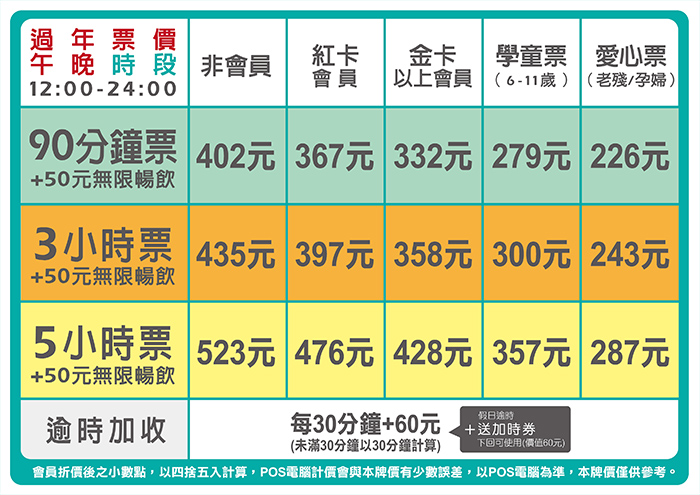 新莊館跨年票價表